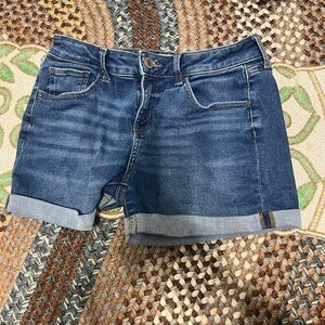 SO Women's Dark Blue Rolled Cuff Denim Shorts